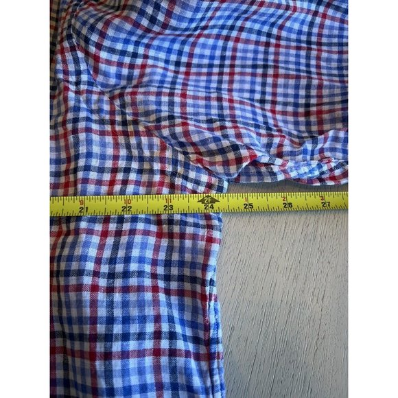 Men’s Polo Ralph Lauren Red White Blue 100% Linen Button Down Shirt Size XL - Picture 10 of 13